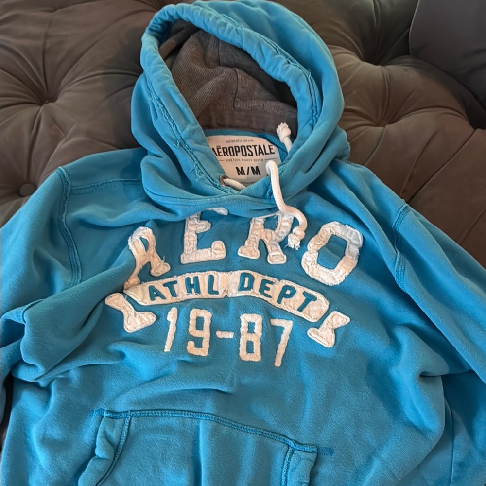 Aeropostale Teal Hoodie with White Accents